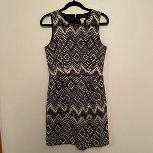 J.Crew Women's Sheath Aztec Ikat Tribal Print Pockets Cocktail Dress Black Sz 6